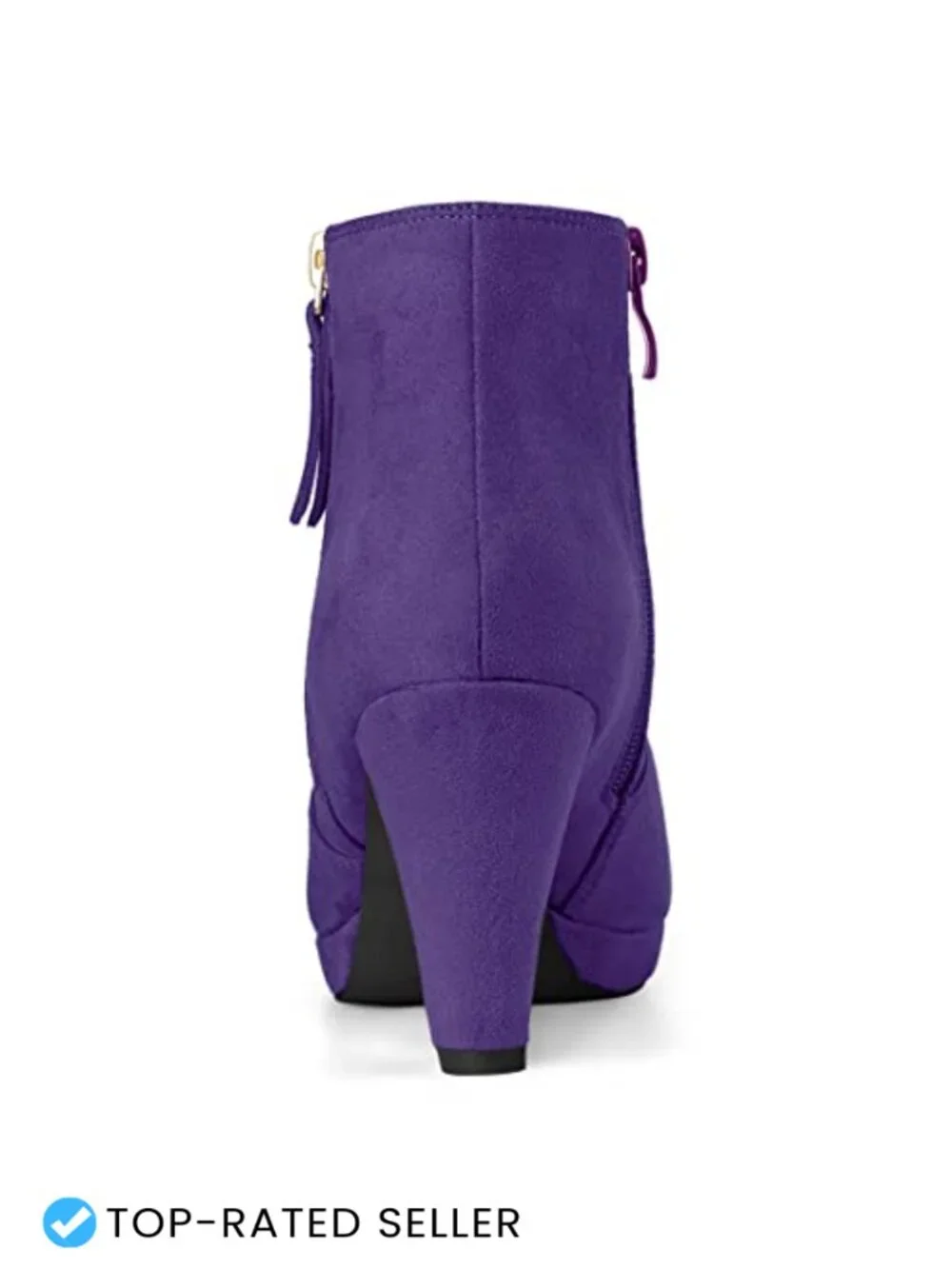 Chunky Heel Platform Ankle Boots Round Toe Side Zipper Faux Suede